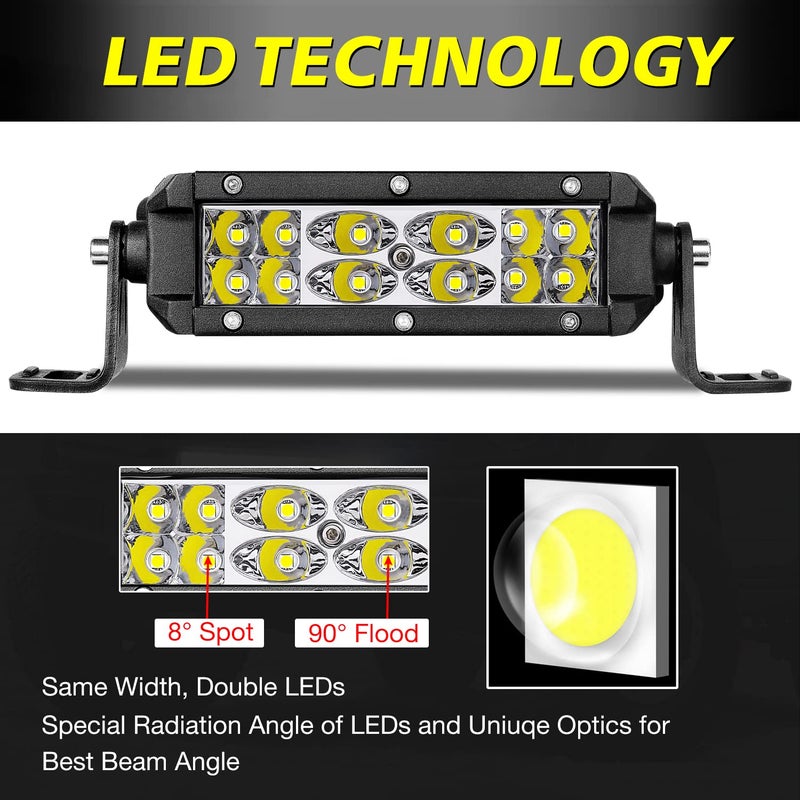 AKD Part Slim LED Light Bar 5 Inch, AKD Part 72W Spot Flood Combo Small LED Pods Off Road Driving Lights Mini LED Light Bar Slim Work Lights for Trucks Motorcycle UTV ATV SUV Dirt Bike Lawn Mower - Image 3
